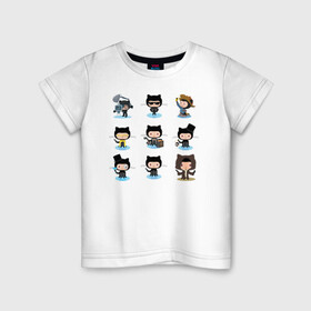 Детская футболка хлопок с принтом Octodex в Екатеринбурге, 100% хлопок | круглый вырез горловины, полуприлегающий силуэт, длина до линии бедер | Тематика изображения на принте: github | octo | wan catnobi | кот | осьминог