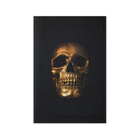 Обложка для паспорта матовая кожа с принтом Golden Skull в Екатеринбурге, натуральная матовая кожа | размер 19,3 х 13,7 см; прозрачные пластиковые крепления | golden | midas | skull | иллюстрация | черепа