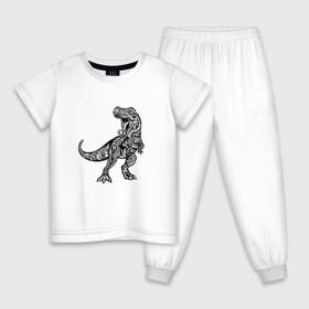Детская пижама хлопок с принтом Тираннозавр узор Мандала в Екатеринбурге, 100% хлопок |  брюки и футболка прямого кроя, без карманов, на брюках мягкая резинка на поясе и по низу штанин
 | Тематика изображения на принте: art | ethnic | grunge | mandala | pattern | pop culture | rex | science | t rex | tribal | tyrannosaurus rex | vintage | арт | вензеля | винтаж | гранж | динозавр | наука | паттерн | популярная культура | теропод | ти рекс | тиранозавр | тирекс | хищник |