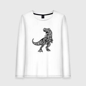 Женский лонгслив хлопок с принтом Тираннозавр узор Мандала в Екатеринбурге, 100% хлопок |  | art | ethnic | grunge | mandala | pattern | pop culture | rex | science | t rex | tribal | tyrannosaurus rex | vintage | арт | вензеля | винтаж | гранж | динозавр | наука | паттерн | популярная культура | теропод | ти рекс | тиранозавр | тирекс | хищник |