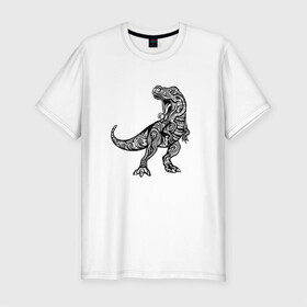 Мужская футболка хлопок Slim с принтом Тираннозавр узор Мандала в Екатеринбурге, 92% хлопок, 8% лайкра | приталенный силуэт, круглый вырез ворота, длина до линии бедра, короткий рукав | art | ethnic | grunge | mandala | pattern | pop culture | rex | science | t rex | tribal | tyrannosaurus rex | vintage | арт | вензеля | винтаж | гранж | динозавр | наука | паттерн | популярная культура | теропод | ти рекс | тиранозавр | тирекс | хищник |