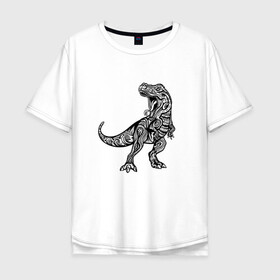 Мужская футболка хлопок Oversize с принтом Тираннозавр узор Мандала в Екатеринбурге, 100% хлопок | свободный крой, круглый ворот, “спинка” длиннее передней части | art | ethnic | grunge | mandala | pattern | pop culture | rex | science | t rex | tribal | tyrannosaurus rex | vintage | арт | вензеля | винтаж | гранж | динозавр | наука | паттерн | популярная культура | теропод | ти рекс | тиранозавр | тирекс | хищник |