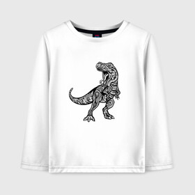 Детский лонгслив хлопок с принтом Тираннозавр узор Мандала в Екатеринбурге, 100% хлопок | круглый вырез горловины, полуприлегающий силуэт, длина до линии бедер | art | ethnic | grunge | mandala | pattern | pop culture | rex | science | t rex | tribal | tyrannosaurus rex | vintage | арт | вензеля | винтаж | гранж | динозавр | наука | паттерн | популярная культура | теропод | ти рекс | тиранозавр | тирекс | хищник |
