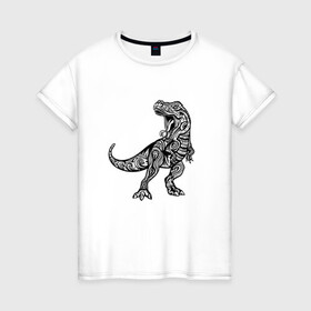 Женская футболка хлопок с принтом Тираннозавр узор Мандала в Екатеринбурге, 100% хлопок | прямой крой, круглый вырез горловины, длина до линии бедер, слегка спущенное плечо | art | ethnic | grunge | mandala | pattern | pop culture | rex | science | t rex | tribal | tyrannosaurus rex | vintage | арт | вензеля | винтаж | гранж | динозавр | наука | паттерн | популярная культура | теропод | ти рекс | тиранозавр | тирекс | хищник |