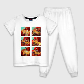 Детская пижама хлопок с принтом Far Cry Posters в Екатеринбурге, 100% хлопок |  брюки и футболка прямого кроя, без карманов, на брюках мягкая резинка на поясе и по низу штанин
 | games | poster | ubisoft | дани | диего | яра