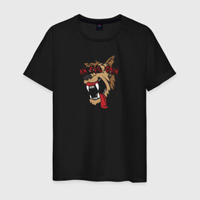 Мужская футболка хлопок с принтом Злобный оскал в Екатеринбурге, 100% хлопок | прямой крой, круглый вырез горловины, длина до линии бедер, слегка спущенное плечо. | дог | злой | зубы | клыки | монстр | оскал | пасть | пес | собака