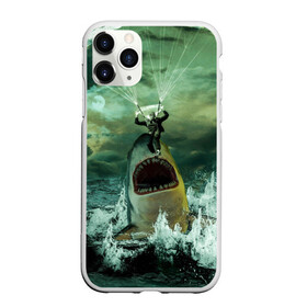 Чехол для iPhone 11 Pro Max матовый с принтом Shark Attack | Акула атакует в Екатеринбурге, Силикон |  | attack | shark | акула | атака | парашютист | челюсти