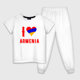 Детская пижама хлопок с принтом I Love Armenia в Екатеринбурге, 100% хлопок |  брюки и футболка прямого кроя, без карманов, на брюках мягкая резинка на поясе и по низу штанин
 | Тематика изображения на принте: armenia | armenya | love | арарат | армения | армяне | армянин | арцах | горы | ереван | кавказ | любовь | народ | саркисян | сердце | ссср | страна | флаг