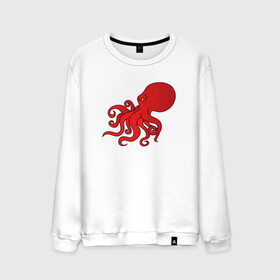 Мужской свитшот хлопок с принтом Осьминог красный в Екатеринбурге, 100% хлопок |  | cute | octopus | милый | морское | осьминог | осьминожка | паттерн | тентакли | щупальца