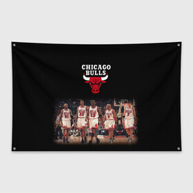 Флаг-баннер с принтом CHICAGO BULLS [3] в Екатеринбурге, 100% полиэстер | размер 67 х 109 см, плотность ткани — 95 г/м2; по краям флага есть четыре люверса для крепления | basketball | bulls | chicago | chicago bulls | jordan | nba | баскетбол | джордан | нба | чикаго буллз