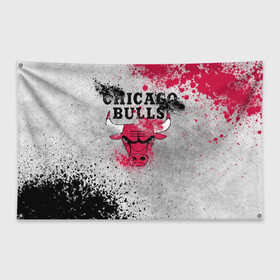 Флаг-баннер с принтом CHICAGO BULLS [8] в Екатеринбурге, 100% полиэстер | размер 67 х 109 см, плотность ткани — 95 г/м2; по краям флага есть четыре люверса для крепления | basketball | bulls | chicago | chicago bulls | jordan | nba | баскетбол | джордан | нба | чикаго буллз