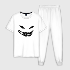 Мужская пижама хлопок с принтом Ghost face в Екатеринбурге, 100% хлопок | брюки и футболка прямого кроя, без карманов, на брюках мягкая резинка на поясе и по низу штанин
 | Тематика изображения на принте: disturbed | drain | face | ghost | дрейн | монстр | призрак