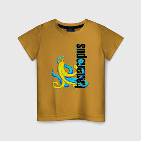 Детская футболка хлопок с принтом Bananopus в Екатеринбурге, 100% хлопок | круглый вырез горловины, полуприлегающий силуэт, длина до линии бедер | Тематика изображения на принте: banana | octopus | банан | осьминог