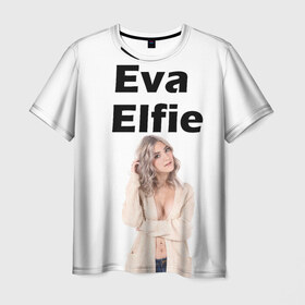 Мужская футболка 3D с принтом Eva Elfie в Екатеринбурге, 100% полиэфир | прямой крой, круглый вырез горловины, длина до линии бедер | eva elfie | eva elfie print | актер | актриса | ева элфи | кино
