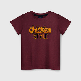 Детская футболка хлопок с принтом Chicken Style в Екатеринбурге, 100% хлопок | круглый вырез горловины, полуприлегающий силуэт, длина до линии бедер | Тематика изображения на принте: chicken | food | joke | laugh | quote | style | yellow | еда | желтый | курица | смех | стиль | цитата | шутка