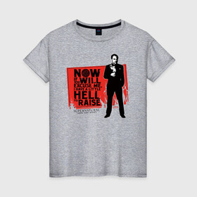 Женская футболка хлопок с принтом SPN Hell To Raise в Екатеринбурге, 100% хлопок | прямой крой, круглый вырез горловины, длина до линии бедер, слегка спущенное плечо | crowley | sn | spn | supernatural | vdzabma | кроули | сверхъестественное | сн | спн
