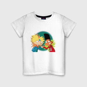 Детская футболка хлопок с принтом Hey Arnold!  в Екатеринбурге, 100% хлопок | круглый вырез горловины, полуприлегающий силуэт, длина до линии бедер | мульсериалы | мультфильмы 90 х | никелодеон | ностальгия | нулевые | эй арнольд