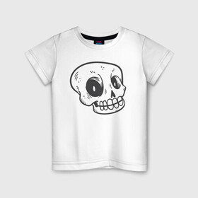 Детская футболка хлопок с принтом Задумчивый Аякс в Екатеринбурге, 100% хлопок | круглый вырез горловины, полуприлегающий силуэт, длина до линии бедер | Тематика изображения на принте: skull | иллюстрация | стикер | ужастик | череп