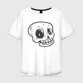 Мужская футболка хлопок Oversize с принтом Задумчивый Аякс в Екатеринбурге, 100% хлопок | свободный крой, круглый ворот, “спинка” длиннее передней части | Тематика изображения на принте: skull | иллюстрация | стикер | ужастик | череп