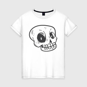 Женская футболка хлопок с принтом Задумчивый Аякс в Екатеринбурге, 100% хлопок | прямой крой, круглый вырез горловины, длина до линии бедер, слегка спущенное плечо | skull | иллюстрация | стикер | ужастик | череп