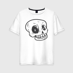 Женская футболка хлопок Oversize с принтом Задумчивый Аякс в Екатеринбурге, 100% хлопок | свободный крой, круглый ворот, спущенный рукав, длина до линии бедер
 | Тематика изображения на принте: skull | иллюстрация | стикер | ужастик | череп
