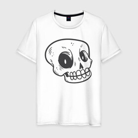 Мужская футболка хлопок с принтом Задумчивый Аякс в Екатеринбурге, 100% хлопок | прямой крой, круглый вырез горловины, длина до линии бедер, слегка спущенное плечо. | Тематика изображения на принте: skull | иллюстрация | стикер | ужастик | череп