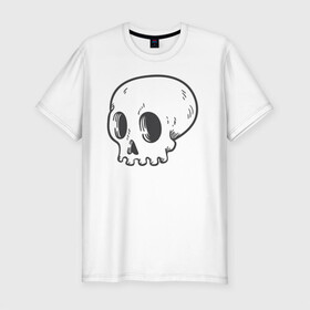 Мужская футболка хлопок Slim с принтом Мертвый Аякс в Екатеринбурге, 92% хлопок, 8% лайкра | приталенный силуэт, круглый вырез ворота, длина до линии бедра, короткий рукав | skull | иллюстрация | стикер | ужастик | череп