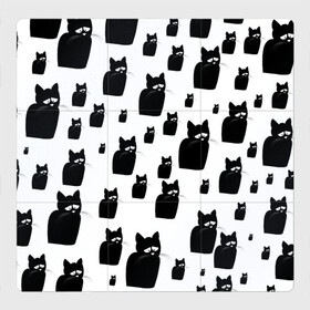 Магнитный плакат 3Х3 с принтом Принт из грустных черных котов в Екатеринбурге, Полимерный материал с магнитным слоем | 9 деталей размером 9*9 см | Тематика изображения на принте: грустный | кот | черный