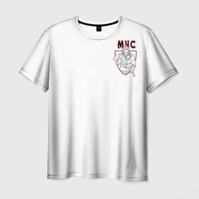 Мужская футболка 3D с принтом МЧС в Екатеринбурге, 100% полиэфир | прямой крой, круглый вырез горловины, длина до линии бедер | firefighter | rescuer | пожарный | спасатель | спсч