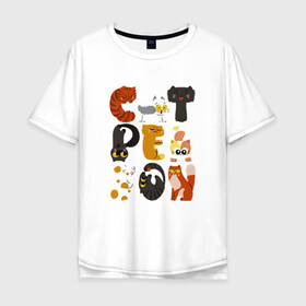Мужская футболка хлопок Oversize с принтом Cat Person в Екатеринбурге, 100% хлопок | свободный крой, круглый ворот, “спинка” длиннее передней части | animal | cat | cute | kitty | meow | друг | животные | киска | китти | кот | котенок | котик | котэ | кошечка | кошка | милый | мур | мяу | питомец