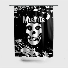 Штора 3D для ванной с принтом MISFITS [4] в Екатеринбурге, 100% полиэстер | плотность материала — 100 г/м2. Стандартный размер — 146 см х 180 см. По верхнему краю — пластиковые люверсы для креплений. В комплекте 10 пластиковых колец | misfits | music | rock | мисфитс | музыка | рок