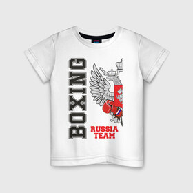 Детская футболка хлопок с принтом Boxing Russia (двухсторонняя) в Екатеринбурге, 100% хлопок | круглый вырез горловины, полуприлегающий силуэт, длина до линии бедер | boxer | boxing | russia team | бокс | боксер | сборная россии | тайский бокс