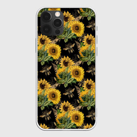 Чехол для iPhone 12 Pro Max с принтом Fashion Sunflowers and bees в Екатеринбурге, Силикон |  | Тематика изображения на принте: black | fashion | flowers | flowers lovers | sunflower | sunflowers | букет подсолнухов | весенние подсолнухи | жёлтые подсолнухи | летние подсолнухи | летние цветы | насекомые | подсолнечник | подсолнухи