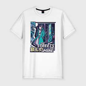 Мужская футболка хлопок Slim с принтом Anime Vaporwave Girl в Екатеринбурге, 92% хлопок, 8% лайкра | приталенный силуэт, круглый вырез ворота, длина до линии бедра, короткий рукав | art | japan | japanese | landscape | neon | night | street | tokyo | urban | арт | вапорвейв | вывеска | девочка из манги | комиксы | манга | мои улицы | неон | ночь | паровая волна | пейзаж | персонаж аниме | рисунок в стиле аниме