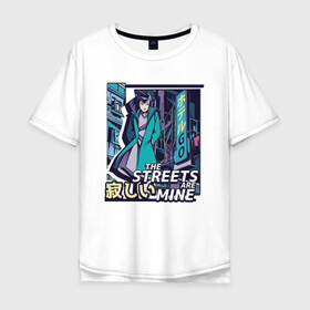 Мужская футболка хлопок Oversize с принтом Anime Vaporwave Girl в Екатеринбурге, 100% хлопок | свободный крой, круглый ворот, “спинка” длиннее передней части | art | japan | japanese | landscape | neon | night | street | tokyo | urban | арт | вапорвейв | вывеска | девочка из манги | комиксы | манга | мои улицы | неон | ночь | паровая волна | пейзаж | персонаж аниме | рисунок в стиле аниме
