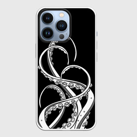 Чехол для iPhone 13 Pro с принтом Octopus Black and White в Екатеринбурге,  |  | fish | kraken | ocean spirit | octopus | sea | summer | вода | водный мир | животные | зверь | кальмар | кракен | лето | монстр | море | морская живность | морские обитатели | осьминог | отпуск | рыба | черно белый | чуд