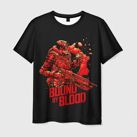 Мужская футболка 3D с принтом Bound of blood в Екатеринбурге, 100% полиэфир | прямой крой, круглый вырез горловины, длина до линии бедер | game | games | gears of war | gow | гирс оф вар | гов | игра | игры | маркус феникс | пуфкы ща цфк