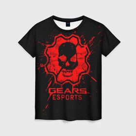 Женская футболка 3D с принтом Gears esports в Екатеринбурге, 100% полиэфир ( синтетическое хлопкоподобное полотно) | прямой крой, круглый вырез горловины, длина до линии бедер | game | games | gears of war | gow | гирс оф вар | гов | игра | игры | маркус феникс | пуфкы ща цфк