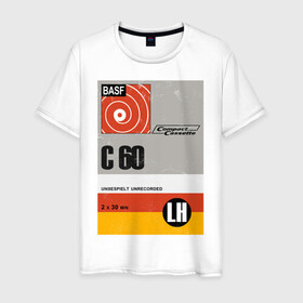 Мужская футболка хлопок с принтом Кассета 2 в Екатеринбурге, 100% хлопок | прямой крой, круглый вырез горловины, длина до линии бедер, слегка спущенное плечо. | 90s | basf | кассеты | музыка | ретро.