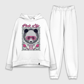 Женский костюм хлопок Oversize с принтом PINK LIFE в Екатеринбурге,  |  | black | fashion | girl | life | panda | pink | roses | text | white | женский | жизнь | лето | мода | очки | панда | розовый | розы | стиль | узор