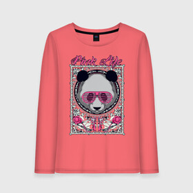 Женский лонгслив хлопок с принтом PINK LIFE в Екатеринбурге, 100% хлопок |  | black | fashion | girl | life | panda | pink | roses | text | white | женский | жизнь | лето | мода | очки | панда | розовый | розы | стиль | узор