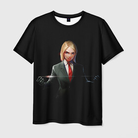 Мужская футболка 3D с принтом Hitwoman в Екатеринбурге, 100% полиэфир | прямой крой, круглый вырез горловины, длина до линии бедер | agent 47 | game | games | hitman | hitmen | агент 47 | игра | игры | ршеьфт | хитман | хитмэн