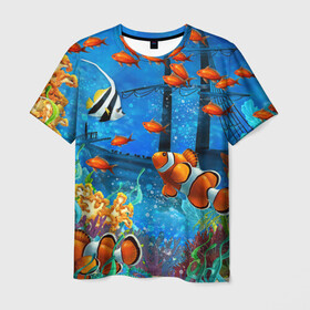 Мужская футболка 3D с принтом На глубине | Рыбки | Пляжная в Екатеринбурге, 100% полиэфир | прямой крой, круглый вырез горловины, длина до линии бедер | море | мультяшки | океан | пляжная | рыба | рыбки | рыбы