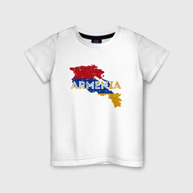 Детская футболка хлопок с принтом Armenia Map в Екатеринбурге, 100% хлопок | круглый вырез горловины, полуприлегающий силуэт, длина до линии бедер | armenia | armenya | арарат | армения | армяне | армянин | горы | ереван | кавказ | народ | саркисян | ссср | страна | флаг