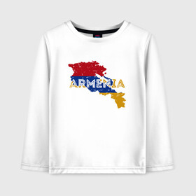 Детский лонгслив хлопок с принтом Armenia Map в Екатеринбурге, 100% хлопок | круглый вырез горловины, полуприлегающий силуэт, длина до линии бедер | armenia | armenya | арарат | армения | армяне | армянин | горы | ереван | кавказ | народ | саркисян | ссср | страна | флаг