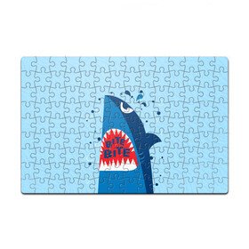 Головоломка Пазл магнитный 126 элементов с принтом Акула bite в Екатеринбурге, полимерный материал с магнитным слоем | 126 деталей, размер изделия —  180*270 мм | shark | акула | акулы | жители | клыки | море | морские | океан | рыба