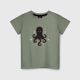 Детская футболка хлопок с принтом Осьминог каваи в Екатеринбурге, 100% хлопок | круглый вырез горловины, полуприлегающий силуэт, длина до линии бедер | cute | octopus | милый | морское | осьминог | осьминожка | паттерн | тентакли | щупальца