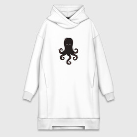 Платье-худи хлопок с принтом Осьминог каваи в Екатеринбурге,  |  | cute | octopus | милый | морское | осьминог | осьминожка | паттерн | тентакли | щупальца