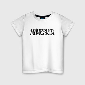 Детская футболка хлопок с принтом Maneskin в Екатеринбурге, 100% хлопок | круглый вырез горловины, полуприлегающий силуэт, длина до линии бедер | maneskin | евровидение 2021 | манескин | монскин