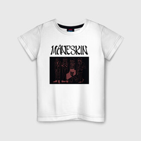Детская футболка хлопок с принтом Maneskin в Екатеринбурге, 100% хлопок | круглый вырез горловины, полуприлегающий силуэт, длина до линии бедер | maneskin | manskin | monskin | манескин | монскин